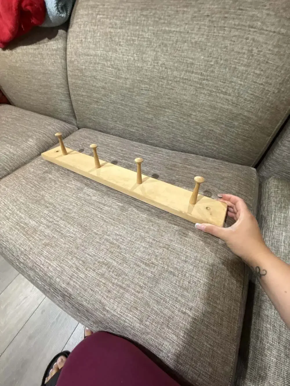 The Container Store Maple Shaker Peg Rack 4-Hook Wall Mounted Coat Rack